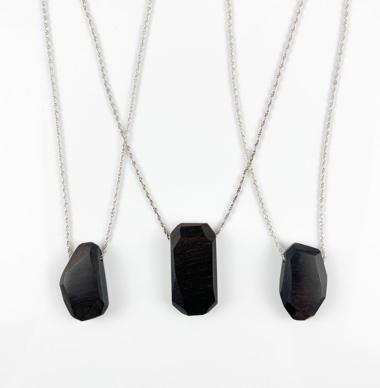 Wood Gem Pendant with Silver rope Chain Wood Gem Pendant with Silver rope Chain