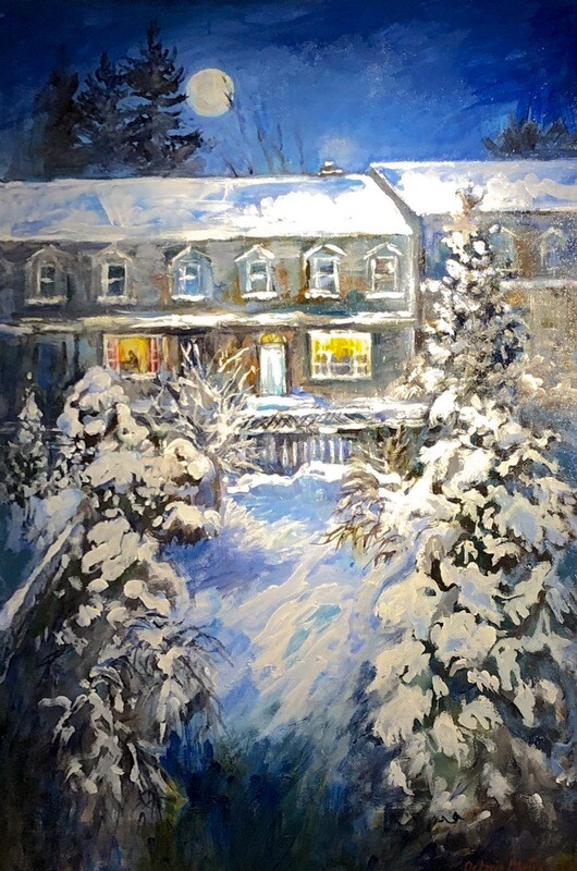 Octavio Ribeiro Artist Painter Handworks Gallery Saint John New Brunswick Oil Painting Winter Snow Millidgeville House Trees 