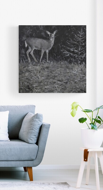 Theresa MacKnight Saint John New Brunswick Canada Handworks Canadian Painting, Encaustic, "Trail Cam Deer" 