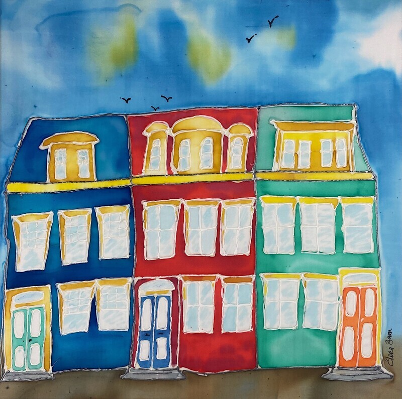 Elena Zamyatina Artist Painter Handworks Gallery Saint John New Brunswick Silk Painting Jellybean House Uptown Cityscape City