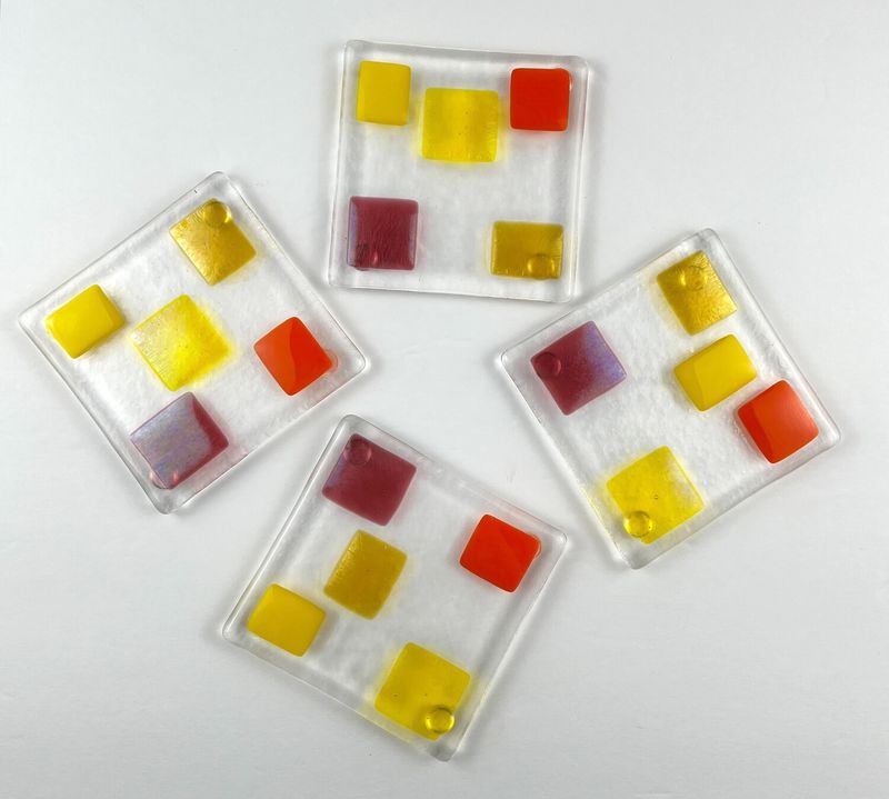 Set of 4 Glass Coasters 4x4"