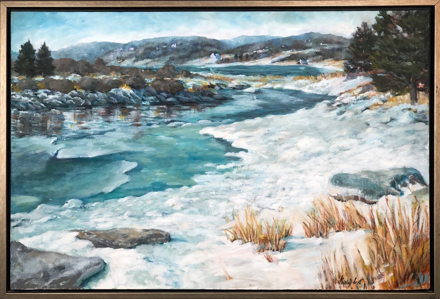 Shirley Ann Scott Artist Painter Handworks Gallery Saint John New Brunswick NB Watercolor Painting Black Bay Fundy Ice Spring
