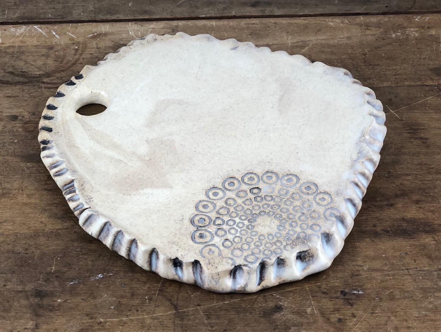 White Pottery Charcuterie Board 15"