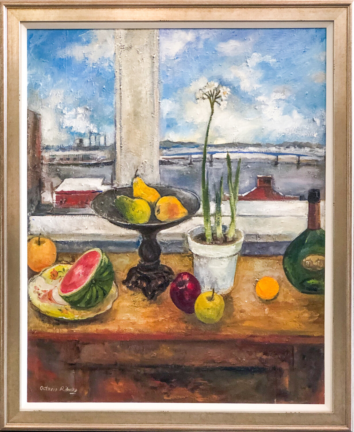 Octavio Ribeiro Artist Painter Handworks Gallery Saint John New Brunswick Framed Oil Painting Still Life Fruit Harbour View 