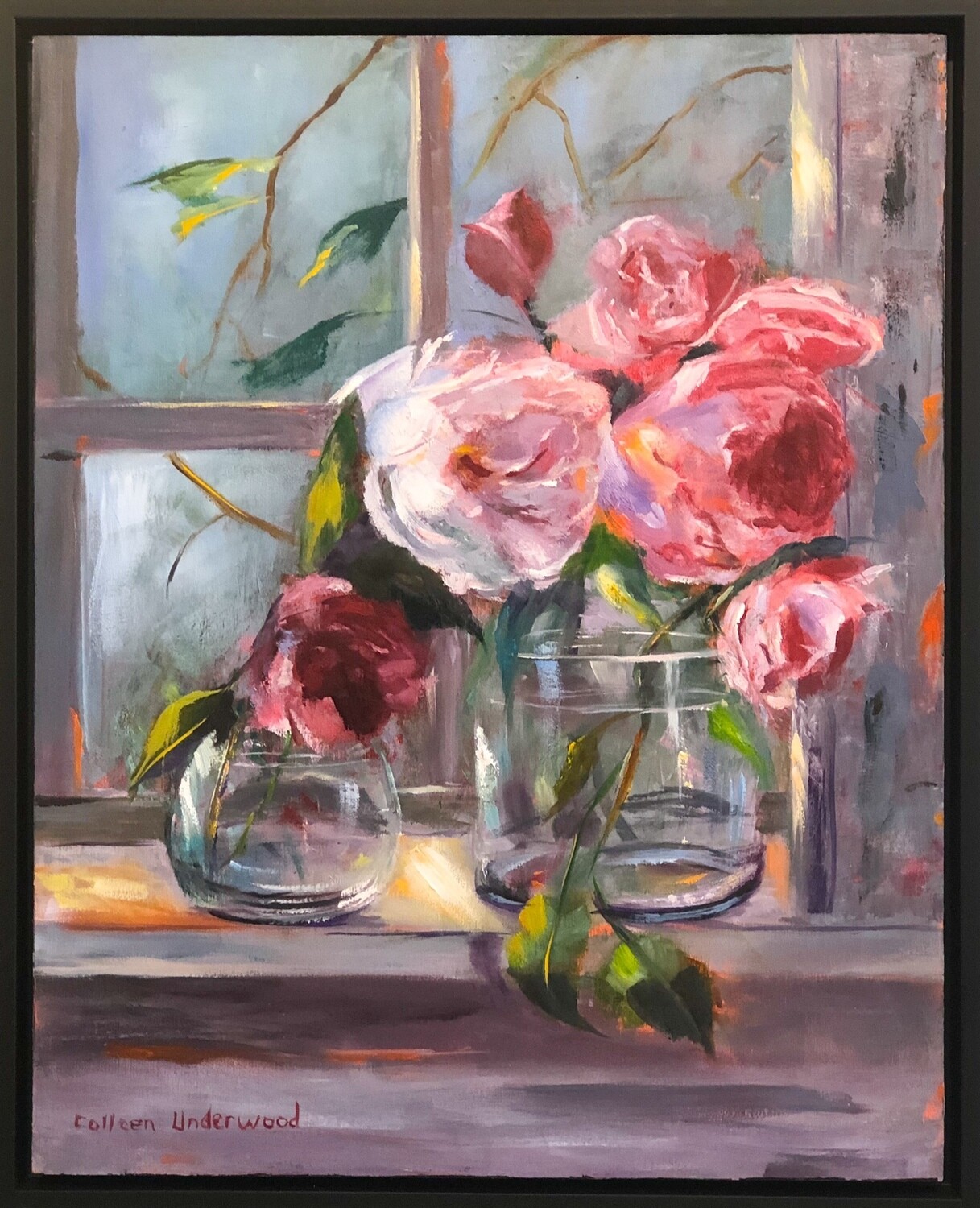 Colleen Underwood Artist Painter Handworks Gallery Saint John New Brunswick NB Oil Painting Pink Roses Flowers Floral Bouquet