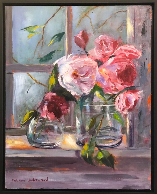 Colleen Underwood Artist Painter Handworks Gallery Saint John New Brunswick NB Oil Painting Pink Roses Flowers Floral Bouquet