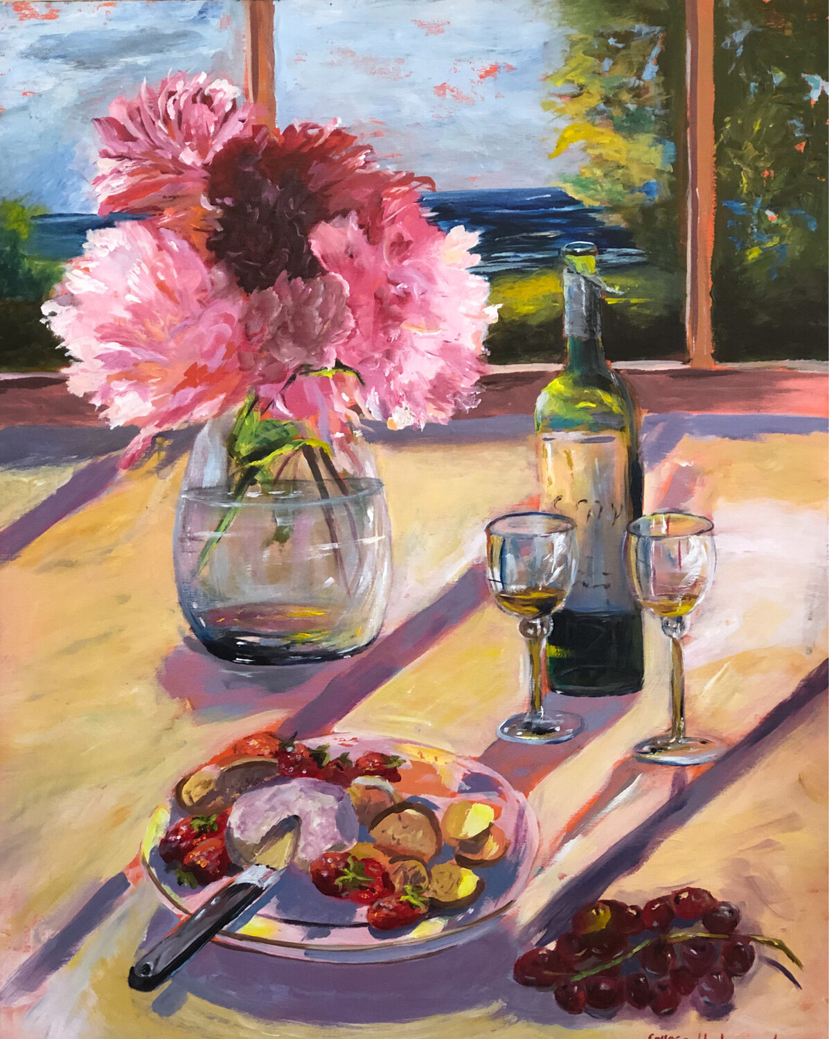 Colleen Underwood Artist Painter Handworks Gallery Saint John New Brunswick Oil Painting Peony Wine Flowers Floral Bouquet