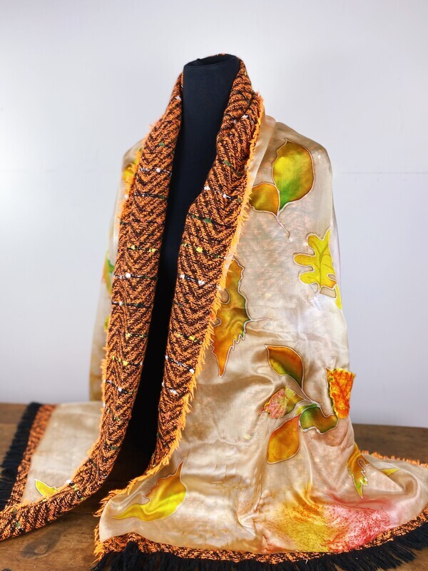Elena Zamyatina Artist Painter Handworks Gallery Saint John New Brunswick Silk Painting Scarf Fall Autumn Leaves