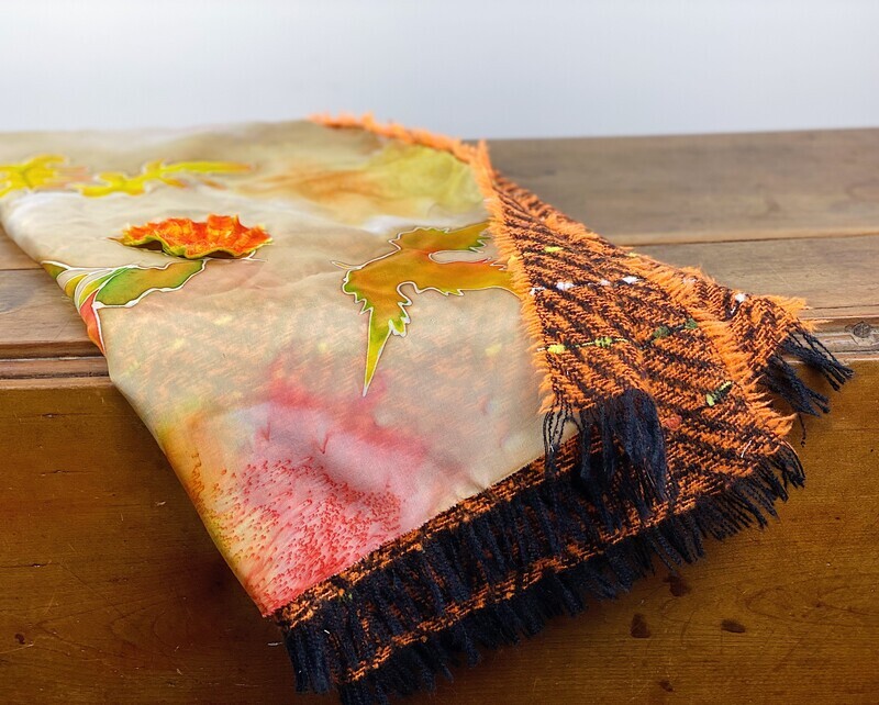 "Fall Leaves" Acrylic On Silk 70x25"