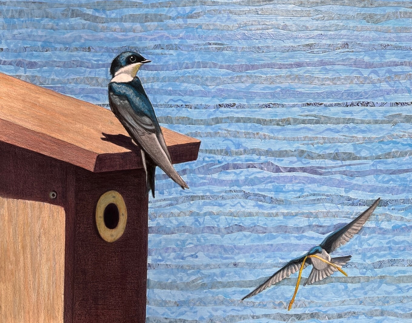 Donna Rawlins Sharpe Artist Painter Handworks Gallery Saint John New Brunswick NB Mixed Media Swallows Bird House Water Coast