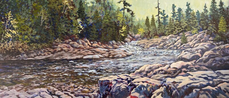 Fred Harrison Artist Painter Handworks Gallery Saint John New Brunswick NB Oil Painting Pollett River Run Elgin Rapids Rocks 