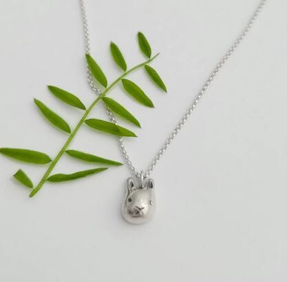 Small Bunny Pendant 18" on Sterling Silver Chain