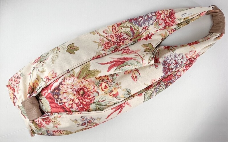 Ergonomic Slouch Bag With Designer Fabric Textile+ Genuine Leather Trim