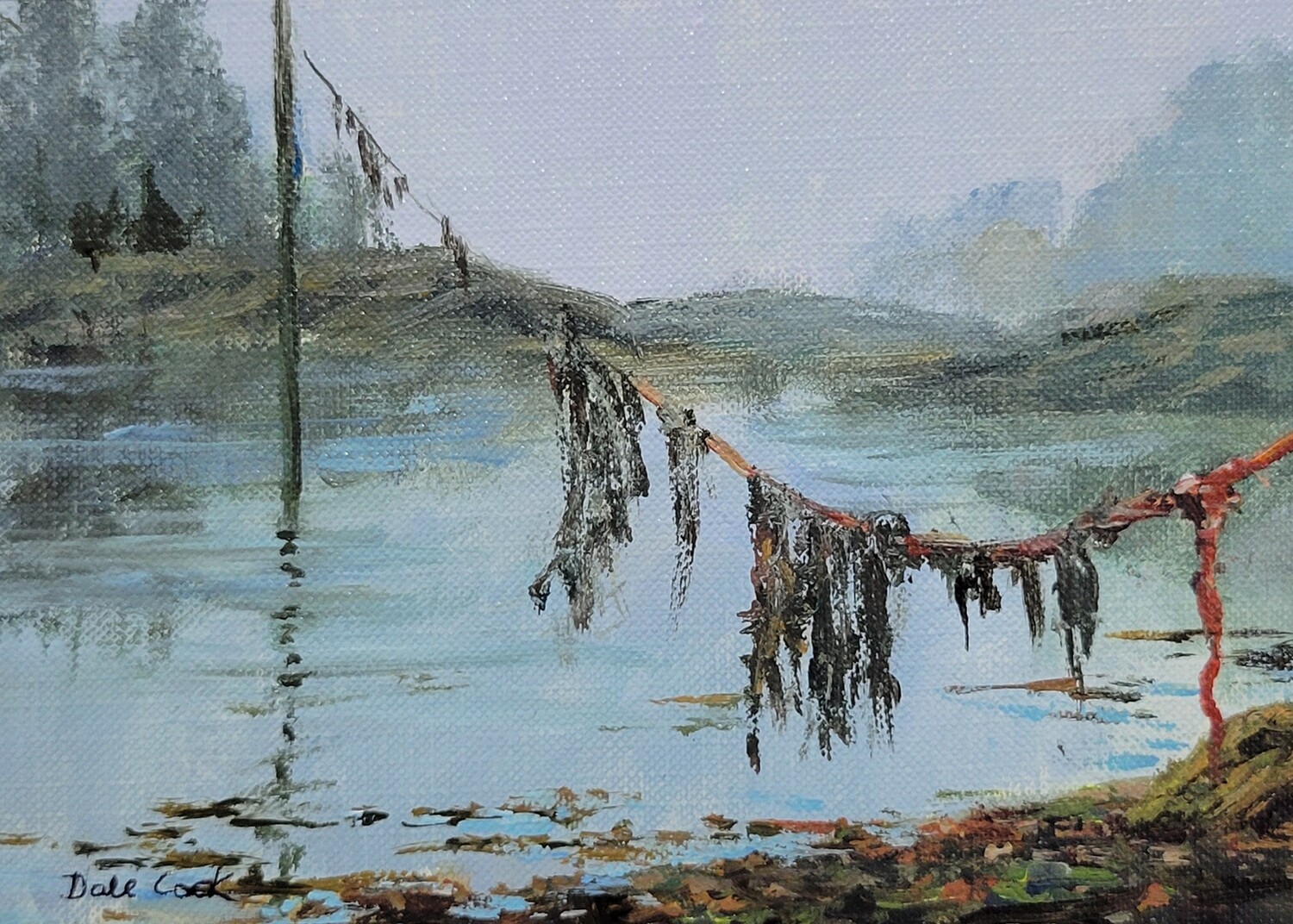 Dale Cook Artist Painter Handworks Gallery Saint John New Brunswick NB Acrylic Painting Seaweed Coastline Pilings Seascape
