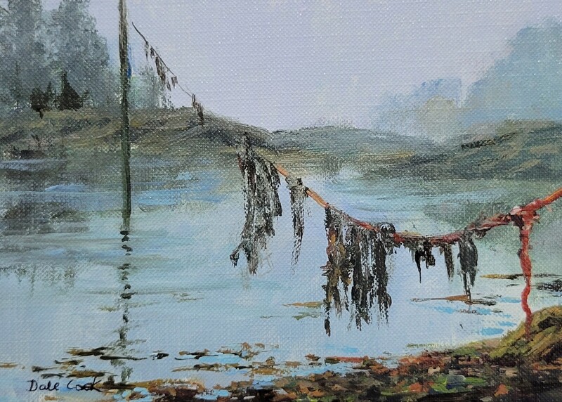 Dale Cook Artist Painter Handworks Gallery Saint John New Brunswick NB Acrylic Painting Seaweed Coastline Pilings Seascape
