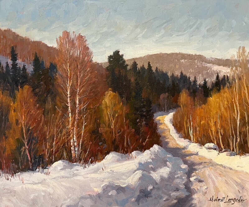 Helmut Langeder Artist Painter Handworks Gallery Saint John New Brunswick NB Oil Painting Val Morin Quebec Winter Landscape