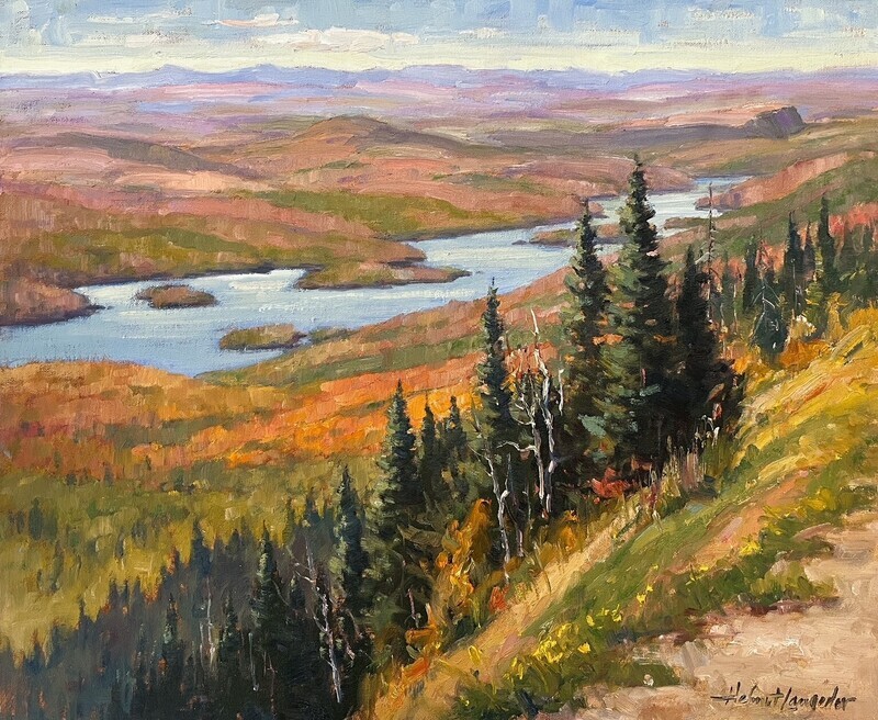 Helmut Langeder Artist Painter Handworks Gallery Saint John New Brunswick NB Oil Painting Landscape River Mountain Summit