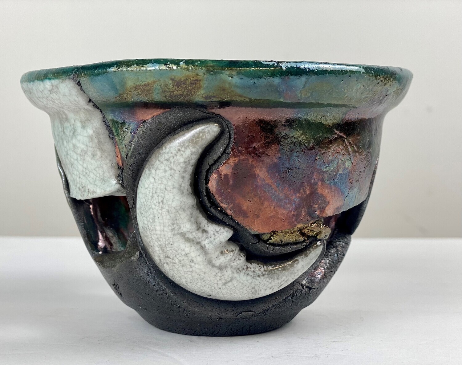 Sun &amp; Moon Raku Pottery Dish, Style: A