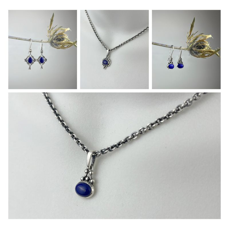Lapis Lazuli Collection Oxidized Silver