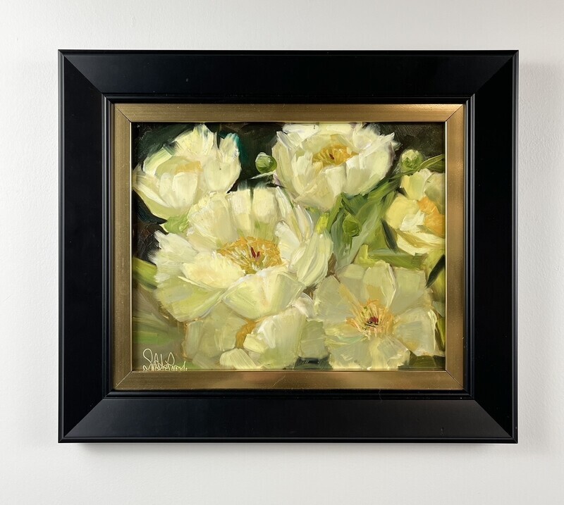 Sophie Levesque Artist Painter Handworks Gallery Saint John New Brunswick Oil Painting Flowers Floral Garden White Peonies