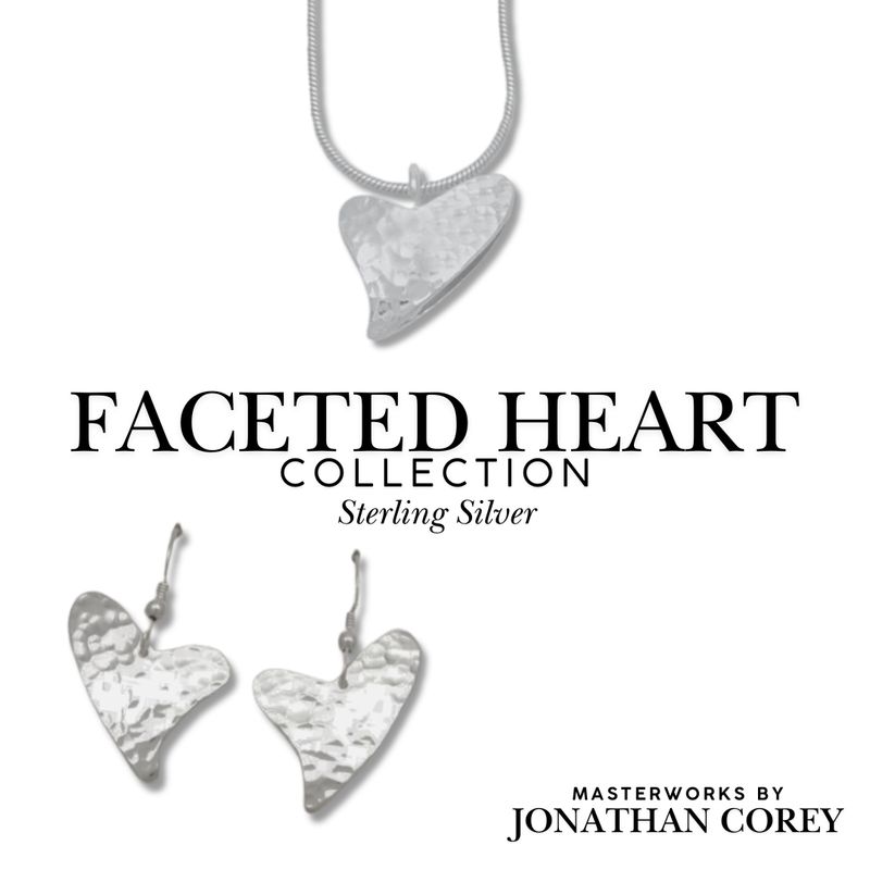 Faceted Hammered Heart Sterling Silver Collection Faceted Hammered Heart Sterling Silver Collection