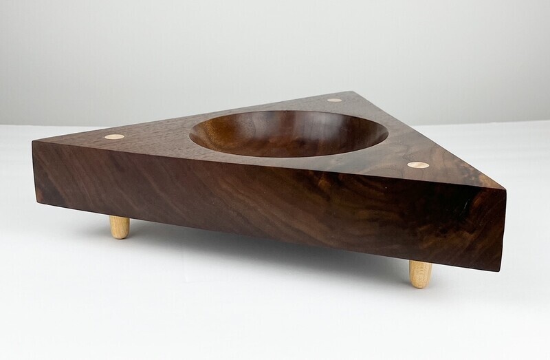 Larry Fagan Saint John New Brunswick Canada Handworks Gallery Canadian Woodwork Artist Triangle Walnut &amp; Curly Maple Bowl