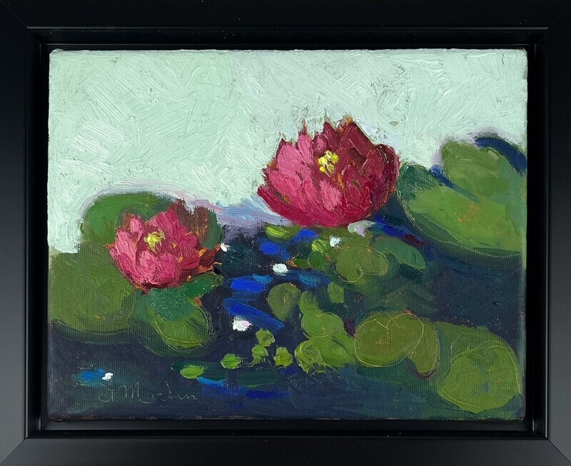 Pink Water Lilies Flower on water by Francine Martin