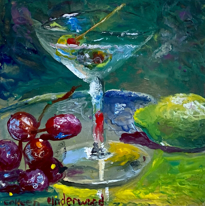 Colleen Underwood Artist Painter Handworks Gallery Saint John New Brunswick Encaustic Painting Martini Olive Cocktail Alcohol