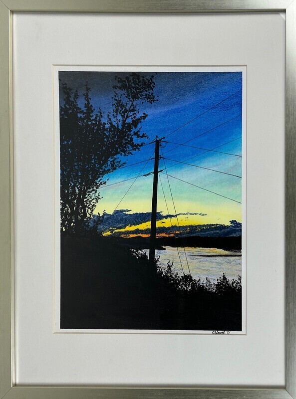 Adam Gavel Artist Painter Handworks Gallery NB Framed Oil Pastel Belleisle Bay fjord Kingston Peninsula Saint John River