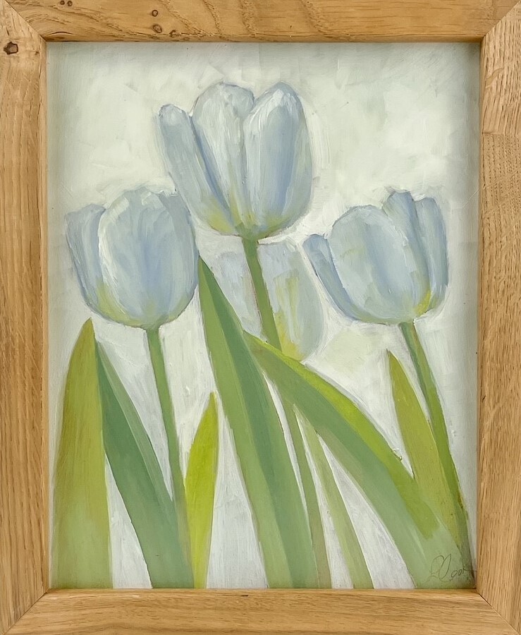 Elizabeth Cook Artist Painter Handworks Gallery Saint John New Brunswick NB Framed Oil Painting Tulips Flowers Floral Garden