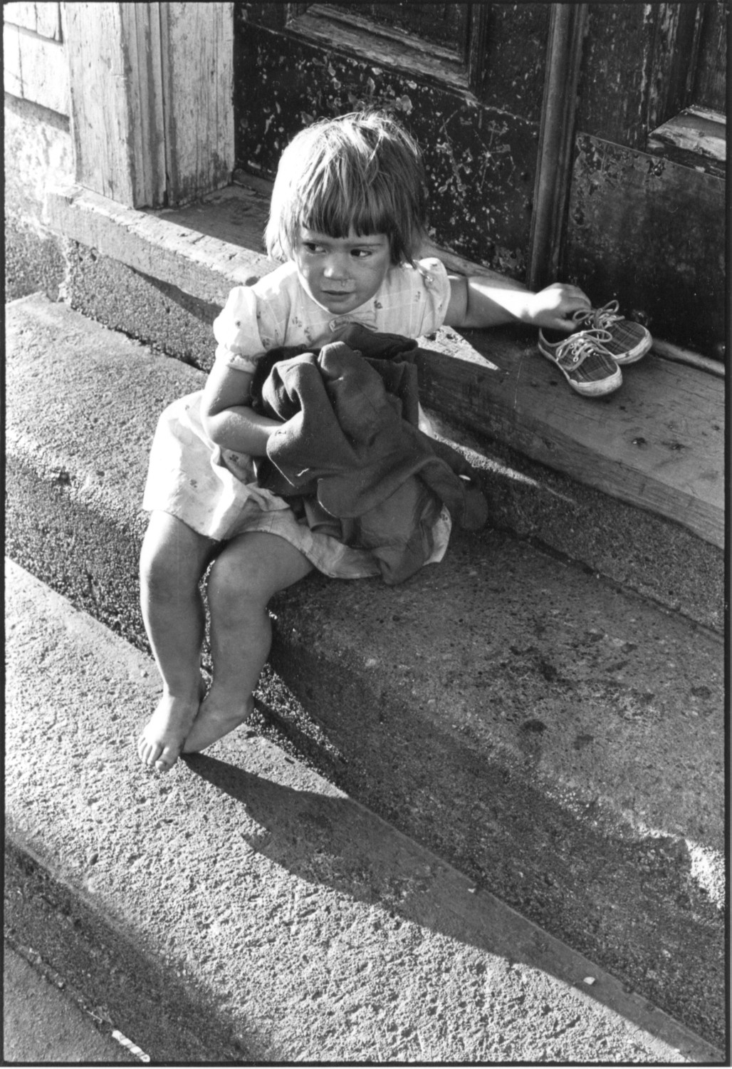 Girl on Steps North End 20x16" B&amp;W Photograph (Not Framed)