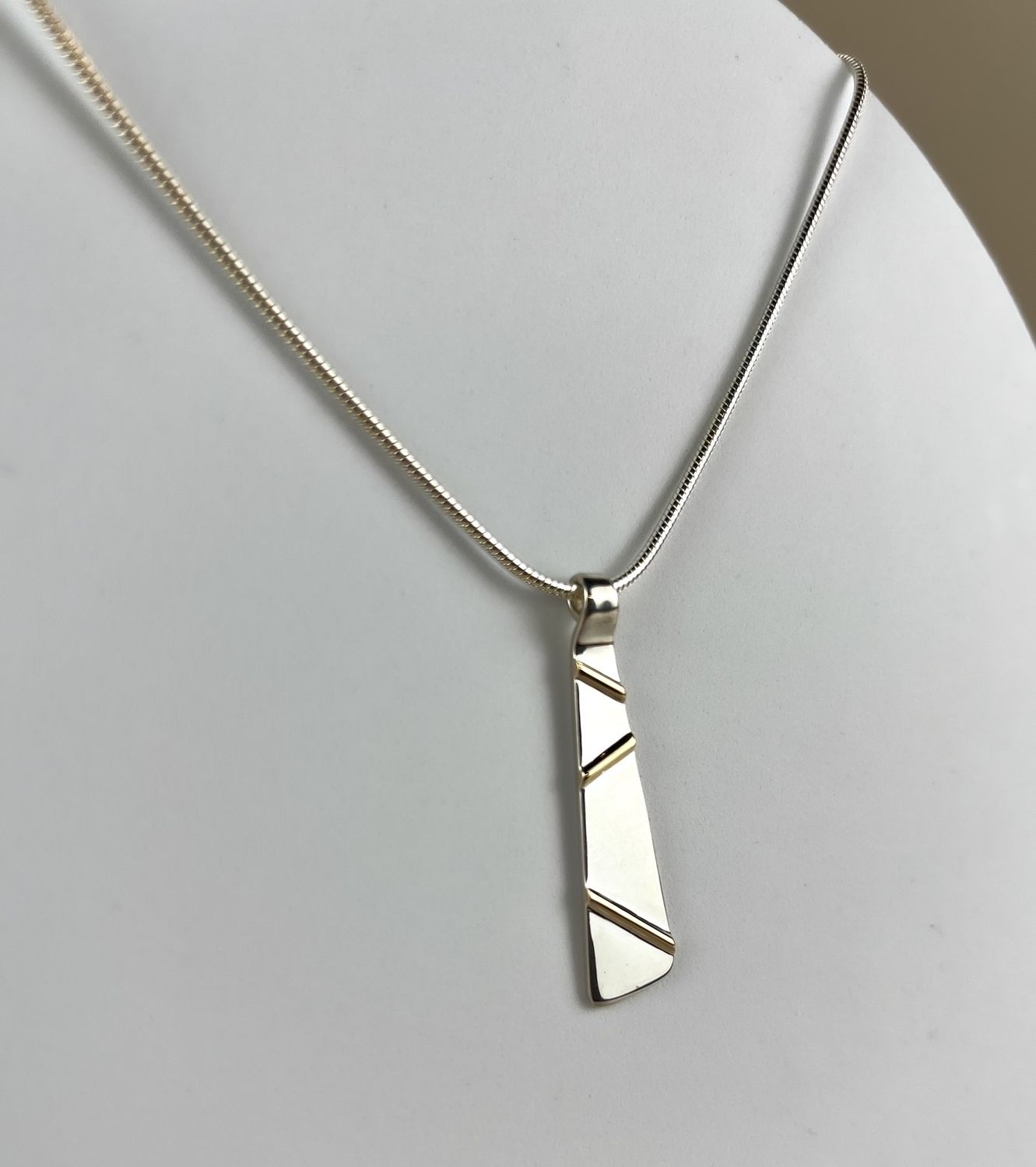 2 Tone Gold Bar Sterling Silver & 14K Gold, Option: A- 2 Tone Gold Bars Pendant 18" Sterling Silver & 14K Gold