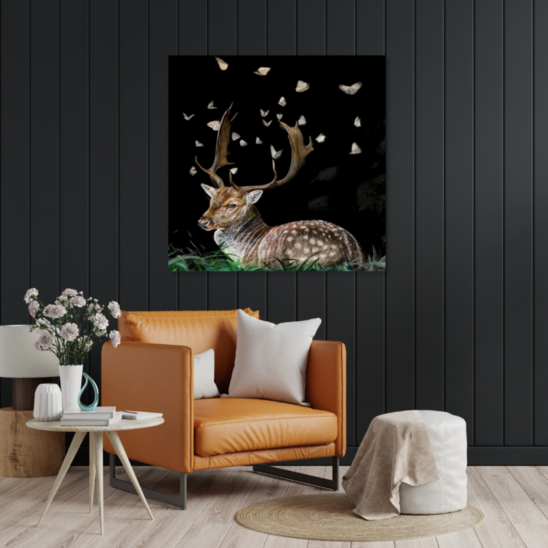 Melissa May Saint John New Brunswick Canada Handworks Canadian Acrylic Painter Realism Deer Elk Moth Evening With Friends