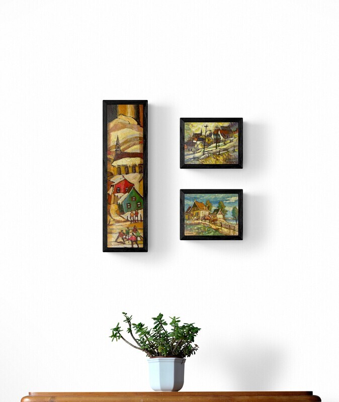 Jean-Guy Desrosiers Artist Painter Handworks Gallery Saint John NB Framed Oil Painting Quebec Cottage Village Farm House