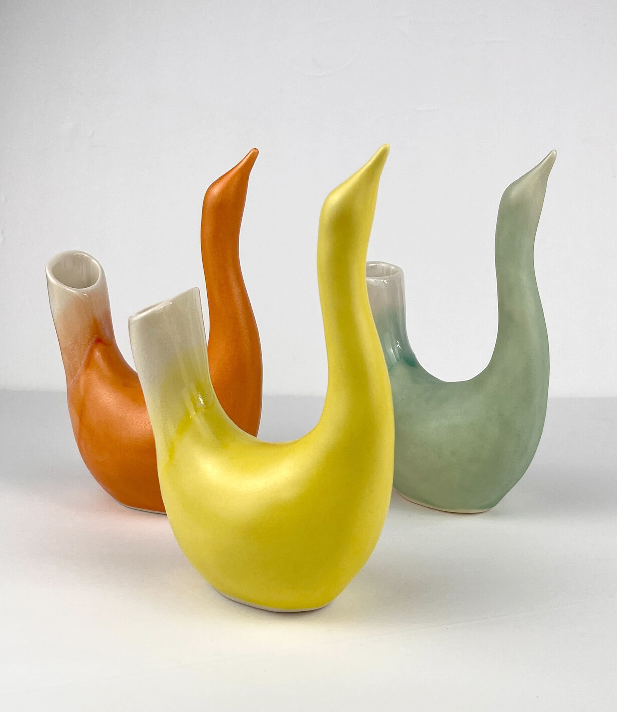 Tall Bird Pottery Vase