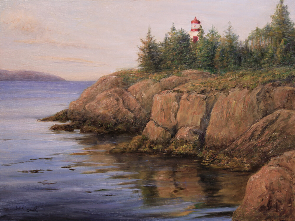 Dale Cook Artist Painter Handworks Gallery Saint John New Brunswick NB Oil Painting Campobello Lighthouse Seascape Bluff Rock