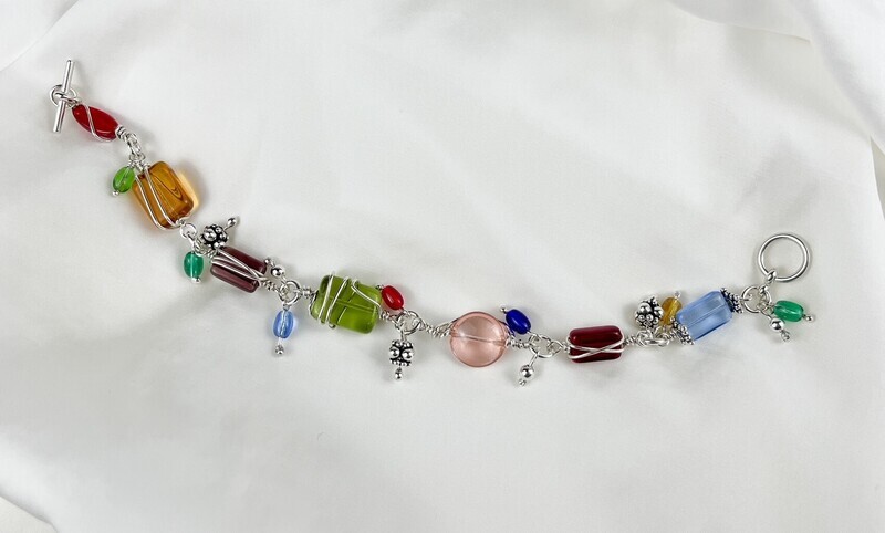 Trudy Gallagher Handworks Gallery Saint John New Brunswick Canada Jeweler Metalsmith Handmade Silver Glass Beads Bracelet