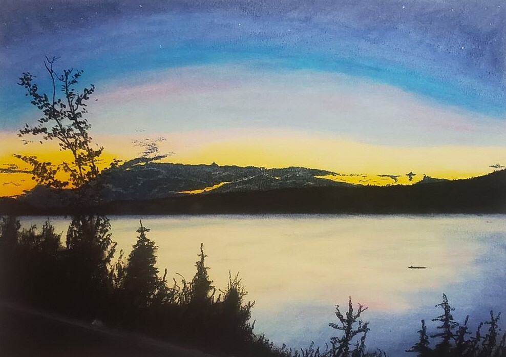 Adam Gavel Artist Painter Handworks Gallery NB Framed Oil Pastel Belleisle Bay fjord Kingston Peninsula Saint John River