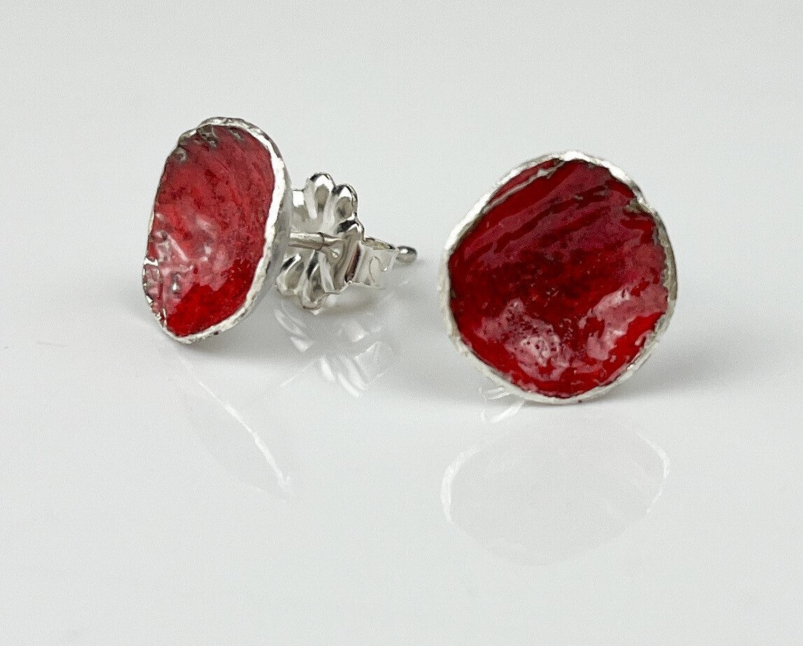 Sterling Silver &amp; Enamel Stud Earrings