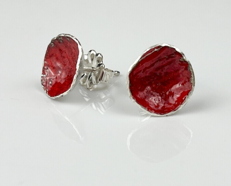 Sterling Silver & Enamel Stud Earrings