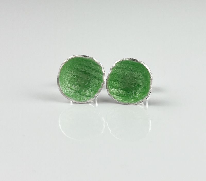 Sterling Silver &amp; Enamel Stud Earrings