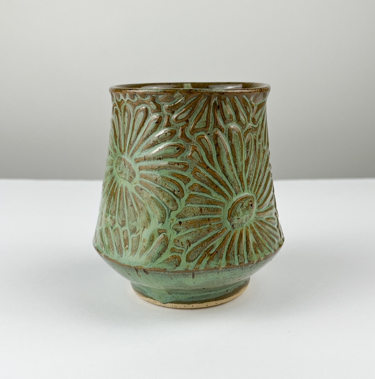 Green Textured Wine Tumblers, Option: Flower