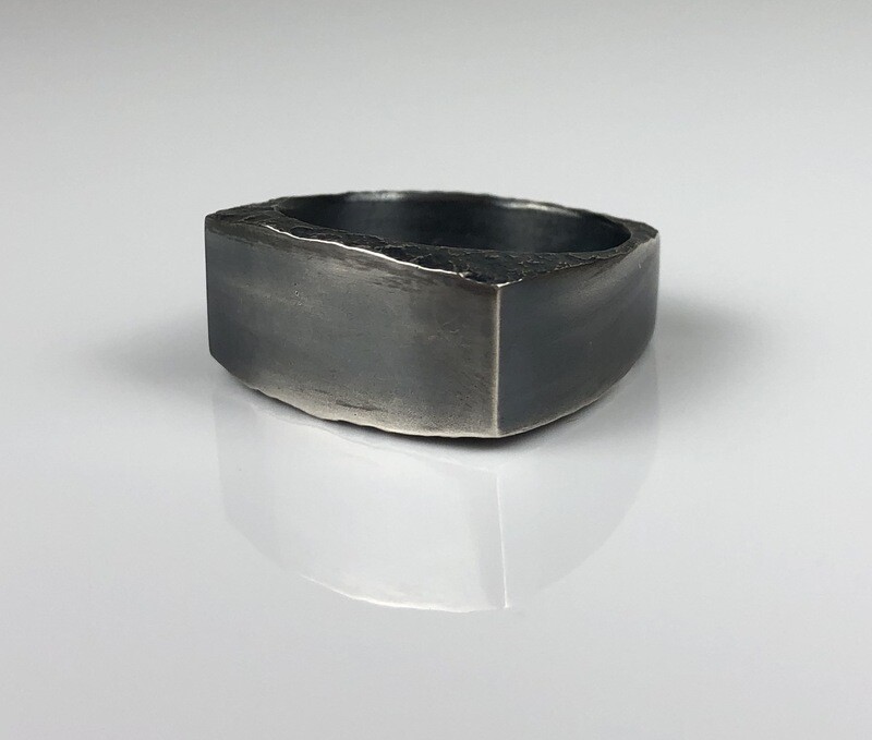 Signet Grandfather Band Oxidized Sterling Silver Ring Dimitri Gagnon Morris Saint John New Brunswick Canada Canadian Jewelry Handworks Signet Band Oxidized Sterling Silver Ring