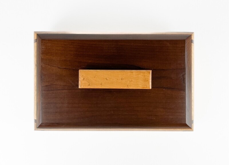 Wooden Keepsake Box Roasted Birdseye Maple, Maple Mesquite Liner 10.75x6x3"