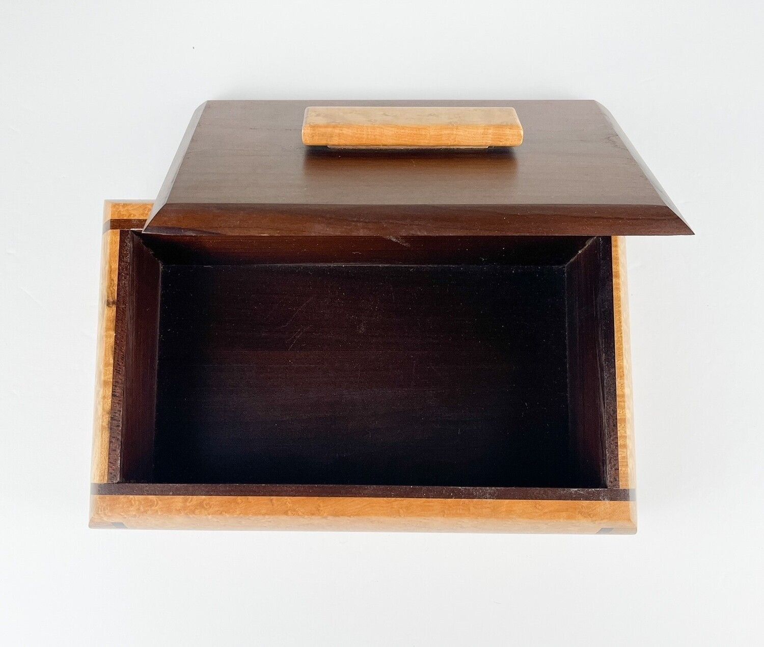 Wooden Keepsake Box Roasted Birdseye Maple, Maple Mesquite Liner 10.75x6x3", Option: A- Wooden Keepsake Box Roasted Birdseye Maple, Maple Mesquite Liner 10.75x6x3"