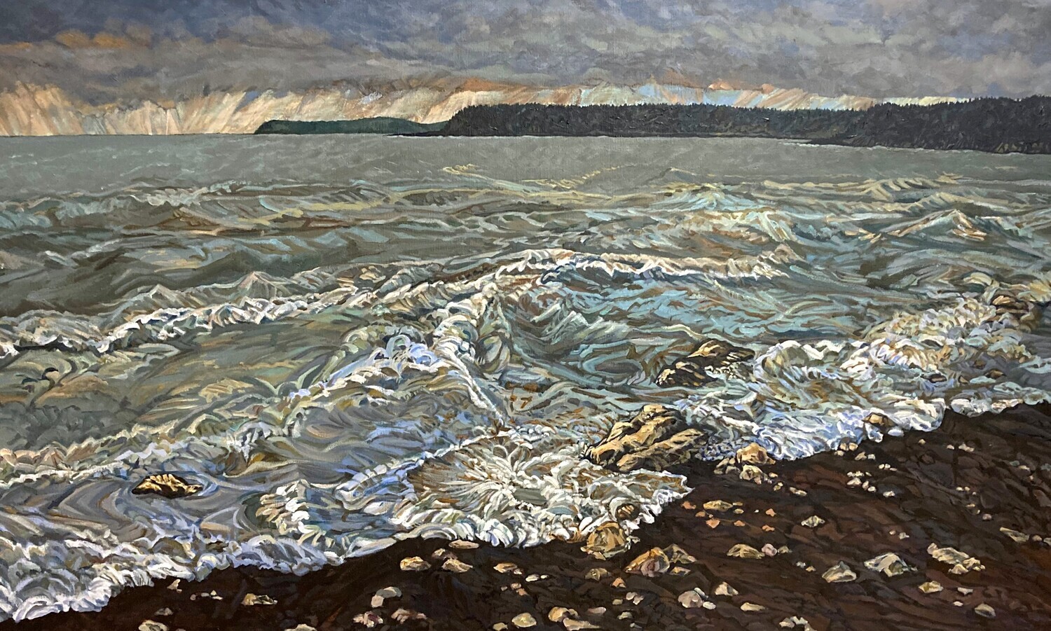 Lynn Wigginton Saint John New Brunswick Canada Handworks Canadian Acrylic Oil Painting "Approaching the Storm, Saints Rest"  