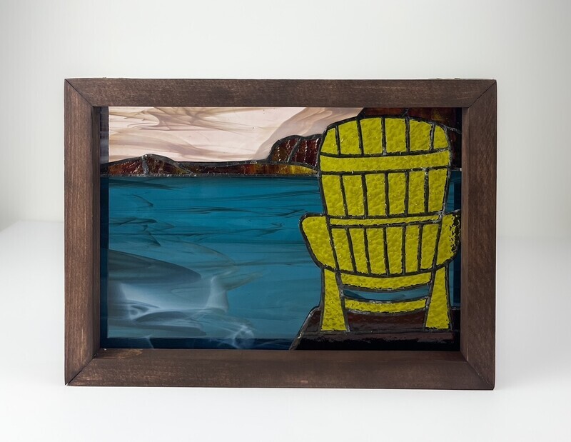 Denis Eve Canadian Stained Glass Artist Saint John New Brunswick Handworks Gallery Framed Adirondack Muskoka Deck Chair Green