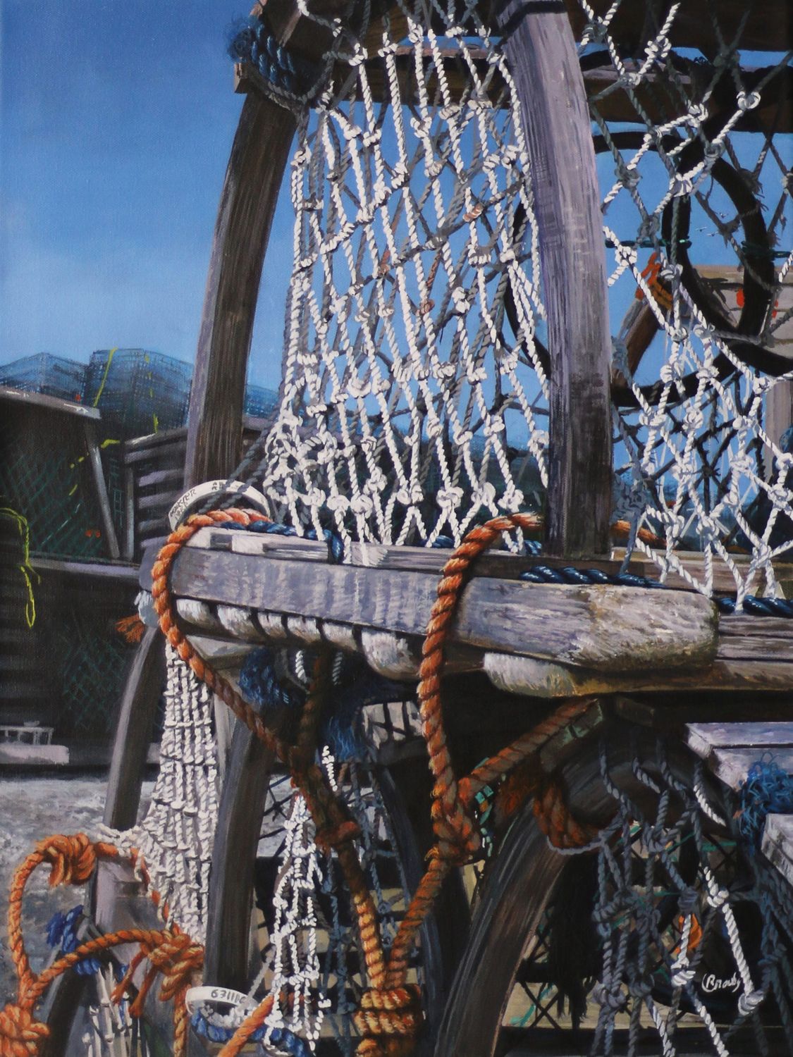 Robert Crosby Artist Painter Handworks Gallery Saint John NB Acrylic Painting Lobster Traps Fishing Fishery Maritimes