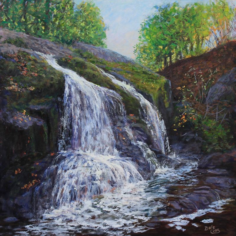 Dale Cook Artist Painter Handworks Gallery Saint John New Brunswick NB Oil Painting Cascade Waterfall River Forest Nature 
