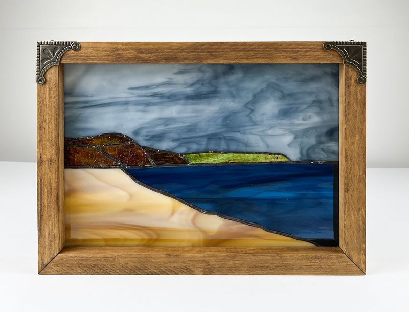 Denis Eve Canadian Stained Glass Artist Saint John Handworks Gallery New Brunswick Canada Landscape Storm Saints Rest Beach